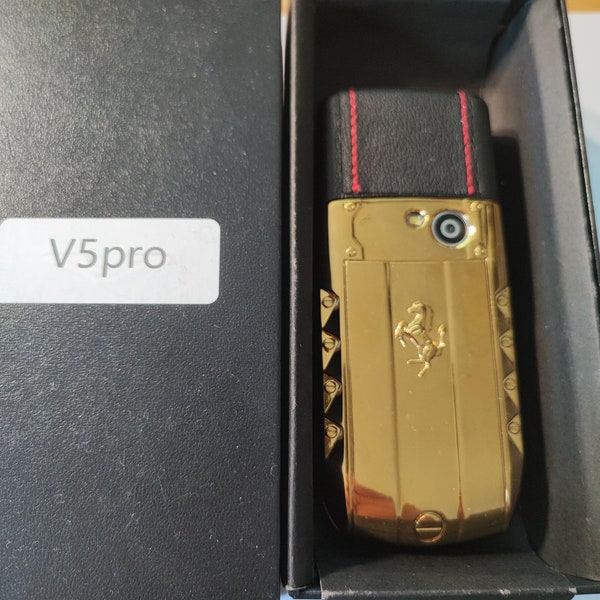 Gold Ferrari mobile phone double sim card V5 pro with camera in box