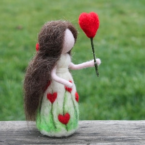 Valentines Day Fairy - Valentines Day Girl With Heart - Needle Felted Fairy - Waldorf Doll - Home Decoration - 100% Pure Wool