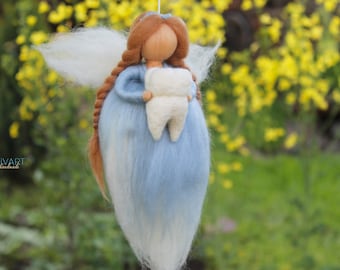 Needle Felted Tooth Fairy: Handmade Wool Hanging Decoration