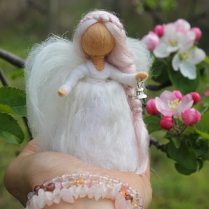 Needle Felted Angel, White Angel, Mini Doll, Wool Fairy, Waldorf Doll, Waldorf Inspired, 100% Pure Wool, Christmas Decor, Seasonal Table