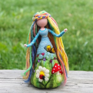 Needle Felted Spring Fairy: Waldorf Wool Toy, Original Art