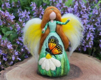 Needle Felted Fairy, Spring Fairy, Butterfly Fairy, Waldorf Toys, Gift Idea,Original Art ,Spring Home Decor, Eko Toys