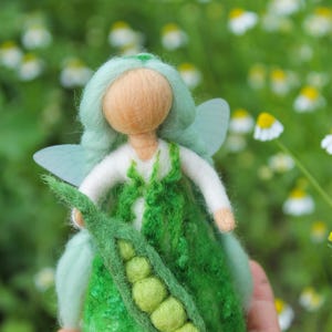 Needle Felted Pea Fairy, Spring Fairy, Waldorf Dolls, Waldorf Inspired, Wool Peas, Original Art , Spring Home Decor, Eko Toys, Pure Wool