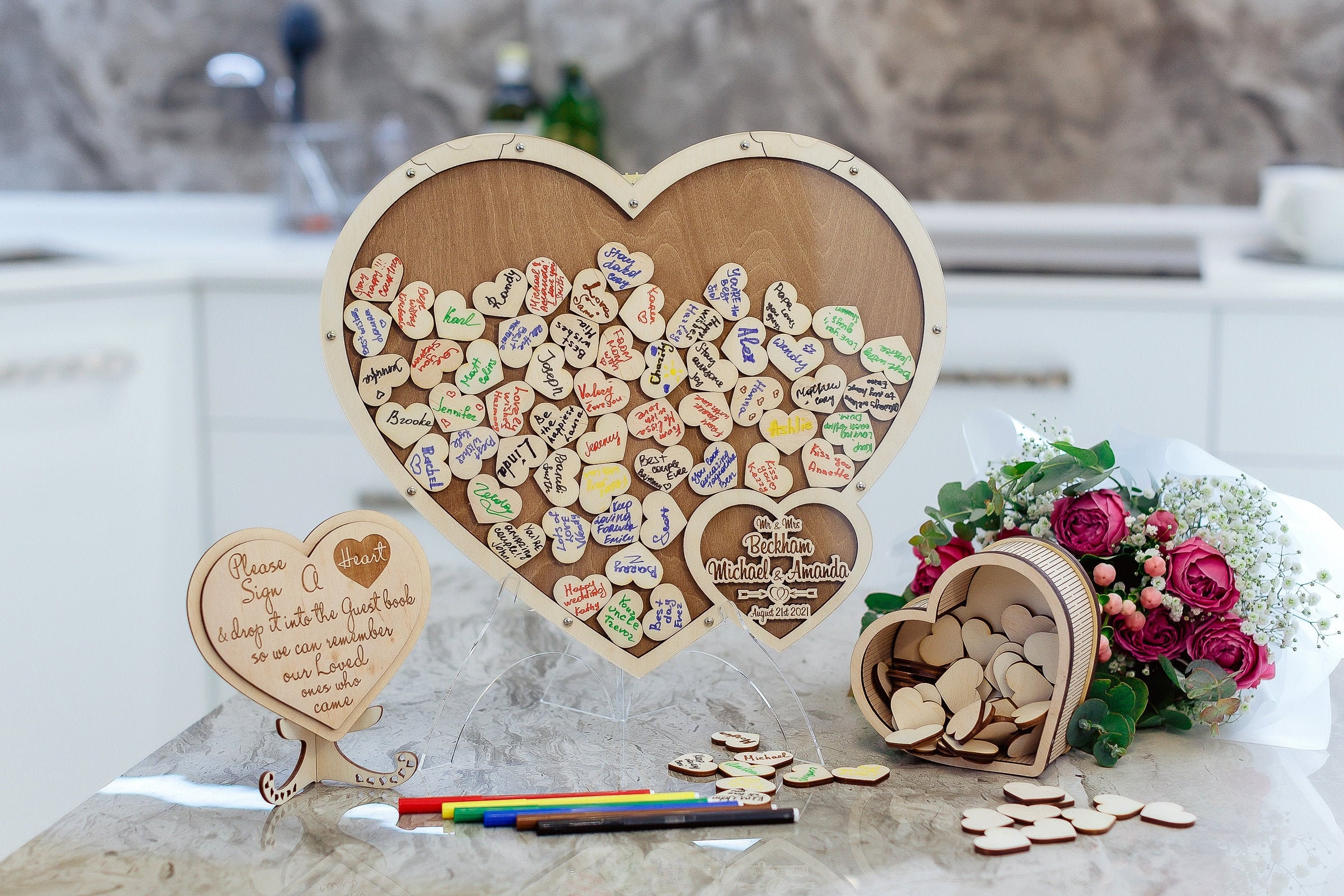 Wedding Guest Book Alternative Hearts Wedding Guest Book Etsy