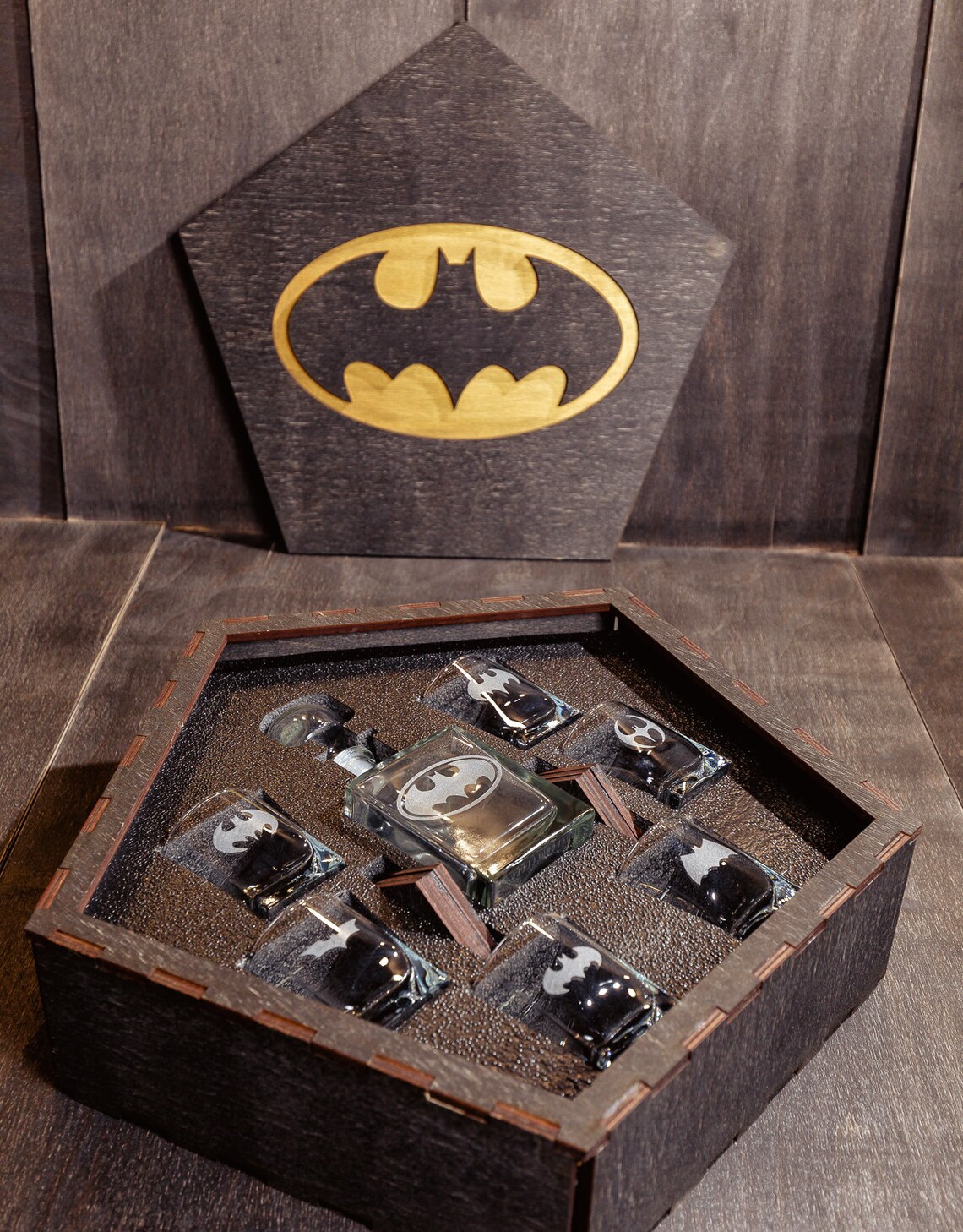 Batman Whiskey Decanter Set Groomsman gift Personalized Etsy
