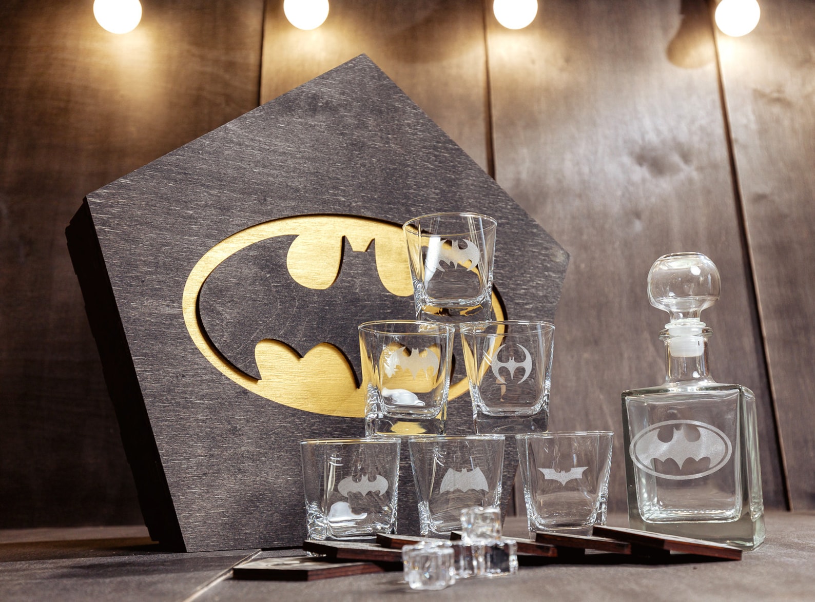 Batman Whiskey Decanter Set Groomsman gift Personalized Etsy