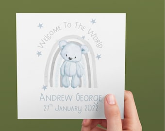 New Baby Card | Personalised New Baby Card | New Baby Rainbow | Blue Baby Card | Pink Baby Card | Yellow Baby Card
