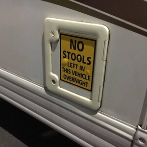 Motorhome or Camper Van No Stools left in this vehicle overnight sticker image 2