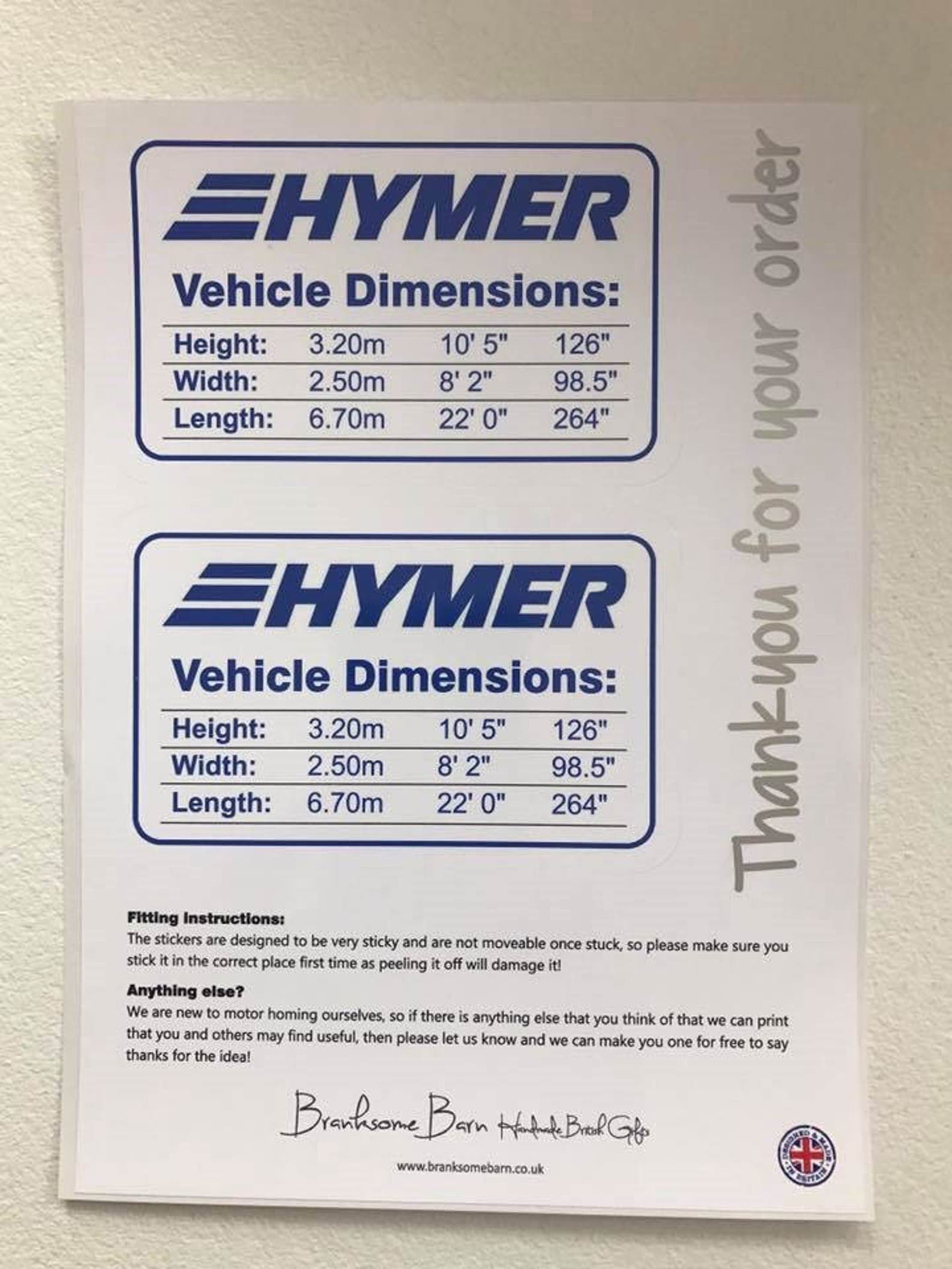 Motorhome Height Sticker, Personalised, Waterproof Made to Order Etsy UK