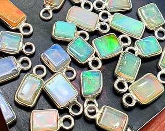 Ethiopian Opal Charms, Sterling Solid 925 Silver Charms, Opal Connector, Opal Charms, Ethiopian Opal Pendant  Opal Connector for jewelry