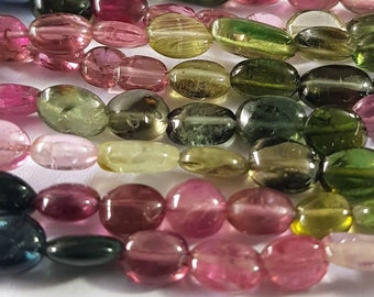 Multi TOURMALINE Gemstone smooth oval cabochons shaped Beads loose Beads Tourmaline Necklace 3x4 mm to 4x7 mm full 13 inch strand[E6649]