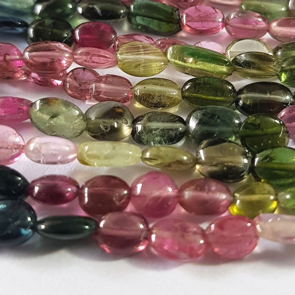 Multi TOURMALINE Gemstone smooth oval cabochons shaped Beads loose Beads Tourmaline Necklace 3x4 mm to 4x7 mm full 13 inch strand[E6649]