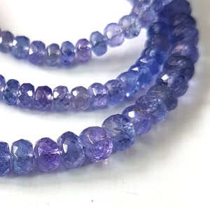 Cuentas Rondelle facetadas de tanzanita / Cuentas de tanzanita / Cuentas Rondelle de tanzanita / Cuentas al por mayor / Cuentas de tanzanita natural para la fabricación de joyas.
