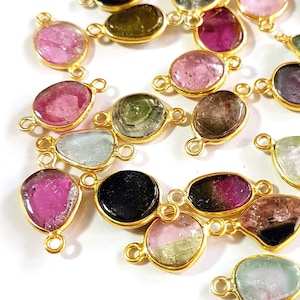 アクセサリー natural Natural Multi TOURMALINE Gemstone 925 Sterling Silver Gold