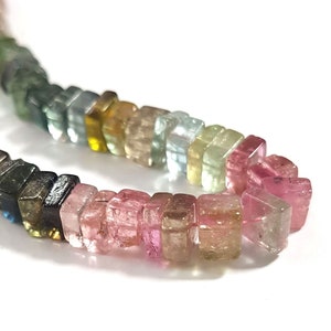 Natural Multi Tourmaline Gemstone Smooth Square Heishi beads,Watermelon Tourmaline Beads,Nice quality beads,4  mm,15 inch strand[E8759]