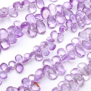 Natural Amethyst Pear Beads, Purple Amethyst Faceted Pear Shape Beads,  Amethyst Loose Plain Beads briolette, Wholesale Beads Suppliers