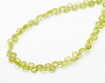 Natural PERIDOT Beads Gemstone | Peridot Faceted Heart Shape Beads For Jewelry Making | 4 to 5 mm Size Approx | 8.5 Inch Strand