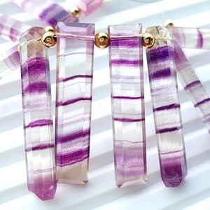 Natural Rainbow Fluorite Gemstone Faceted Briolette&#39;s | Long Rectangle Shape | 10 Piece Size - 6x31   MM Multi Fluorite Beads for jewelry