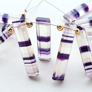 Natural Rainbow Fluorite Gemstone Faceted Briolette&#39;s | Long Rectangle Shape | 10 Piece Size - 6x27   MM Multi Fluorite Beads for jewelry