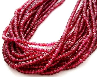 5 strand Natural PINK GARNET faceted beads,rondelles beads,very nice quality, size --  3 mm to 4 mm, 13" strand [E0467-1]Garnet beads