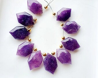 Purple Lepidolite Natural Gemstone Faceted Fancy Briolette's Beads | Fancy Shape | 10 Piece Jewelry Setting Size - 10x 17 MM Jewelry Making