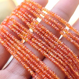 Orange Sapphire Faceted Rondelle Beads, Healing Crystals Gemstone Beads, Loose Faceted Rondelle Beads, Jewelry Making Orange Gemstone Beads