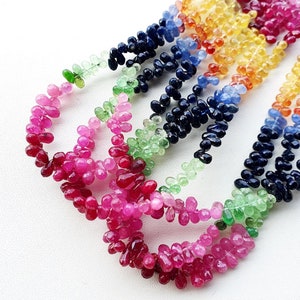 Natural Multi Sapphire Drops  Multi Sapphire Tear Drop Briolette  Multi Sapphire Gemstone Drops  Multi Sapphire Drop Shape beads