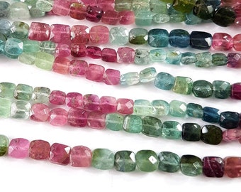 MULTI TOURMALINE fine quality gemstone faceted rectangle beads,Tourmaline necklace,AAA +++ quality beads - 5 mm,13 inch strand [E7297]