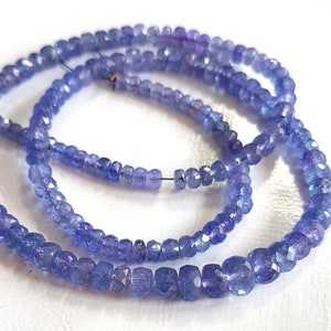 Natural TANZANITE gemstone faceted rondelles beads, AAA+++ quality Tanzanite loose beads, 3 mm -- 6 mm,16 inch strand [E5898]