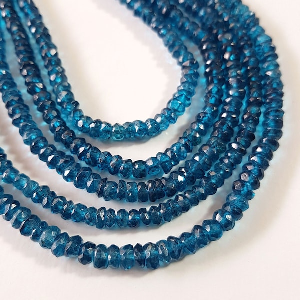 blue topaz roundels beads Mystic LONDON BLUE TOPAZ faceted beads, rondelles beads 3.5 to 4 mm   13"strand,[E1723]very nice quality