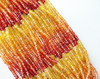Rondelles facettées en saphir jaune | Perles de saphir jaune | Saphir jaune | Perles à facettes en pierres précieuses, saphir ombré |