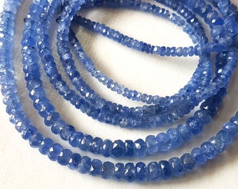 Natural Sapphire gemstone BLUE SAPPHIRE faceted rondelles beads,rare blue sapphire,2 mm -- 3.5 mm ,17 inch strand[E5836]Unique Blue sapphire