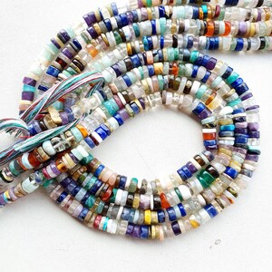Natural Multi Stone Smooth Tyre beads Multi Stone Gemstone beads Multi Stone Briolette beads Wholesale beads Multi Stone beads for jewelry