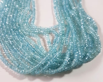 AQUAMARINE ROUNDELS faceted beads Brand new Very good quality AQUAMARINE faceted roundels beads 3 mm Approx, 13 inch strand [E3728]