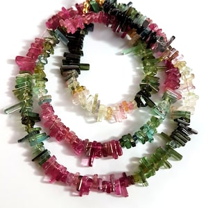 CUBE TOURMALINE briolette Beads Gemstone Rectangle shaped BEADS 2x3 mm - 2x8 mm 16 inch strand Afghani Multi Tourmaline Loose Beads [E8990]