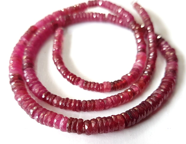 3-5 mm,18 inch strand Finest quality E5445 Brand New Amazing RUBY Gemstone Faceted Heishi beads,Ruby Heishi beads,ruby tyre beads