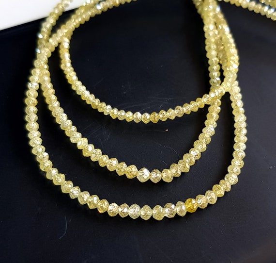 Natural Yellow Diamond Gemstone Strand | 14 Inch, 1.50-2.60 MM