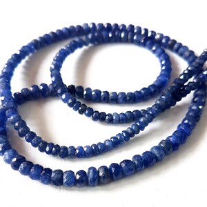 BLUE SAPPHIRE FINE quality faceted beads,Rondelles beads,Very nice quality loose beads,blue sapphire, 2 -- 4 mm,18 inch strand[E6341]
