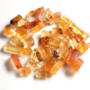 20 Piece Natural Imperial Topaz Gemstone Rough Stick Raw Imperial Topaz Stick for Jewelry Undrilled Loose Rough | Size - 5 -- 15  MM Approx.