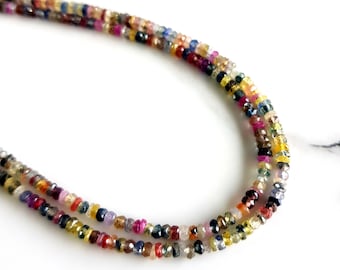 Natural Multi Sapphire Gemstone/ Multi Sapphire Rondelle Tire Shape Beads For Jewelry Making/ Size 2.5 mm to 3 mm Approx. 16 Inch Strand