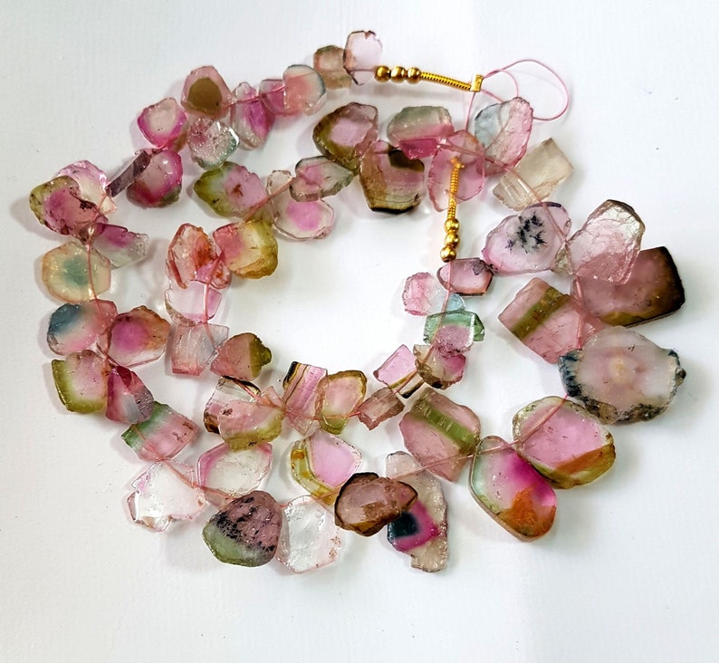Natural WATERMELON TOURMALINE gemstone Slices beads,smooth slices,Drilled slices,loose beads,6x7 mm E6994 13x16 mm,13 inch strand