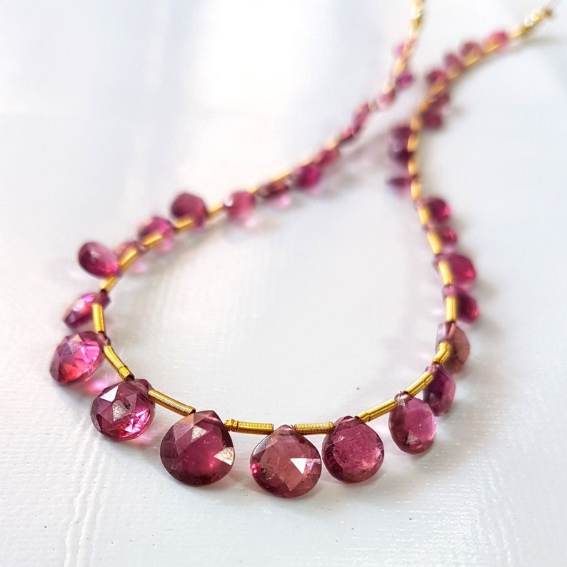 Top Quality Natural Handmade Loose Gemstone Beads Garnet Faceted Heart Shape Briolette Size 6-7 MM Strand 8