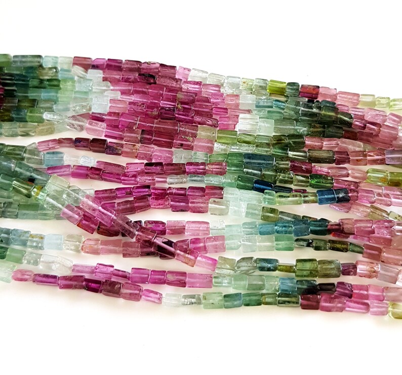 Flat Cube Chips Of MULTI TOURMALINE Smooth Beads6mm Cube Chips Shape 18\u201d Tourmaline Gemstone Beads.New Arrival Exceptional Tourmaline Gems