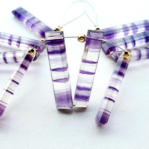 Natural Rainbow Fluorite Gemstone Faceted Briolette&#39;s | Long Rectangle Shape | 10 Piece Size - 5x31   MM Multi Fluorite Beads for jewelry
