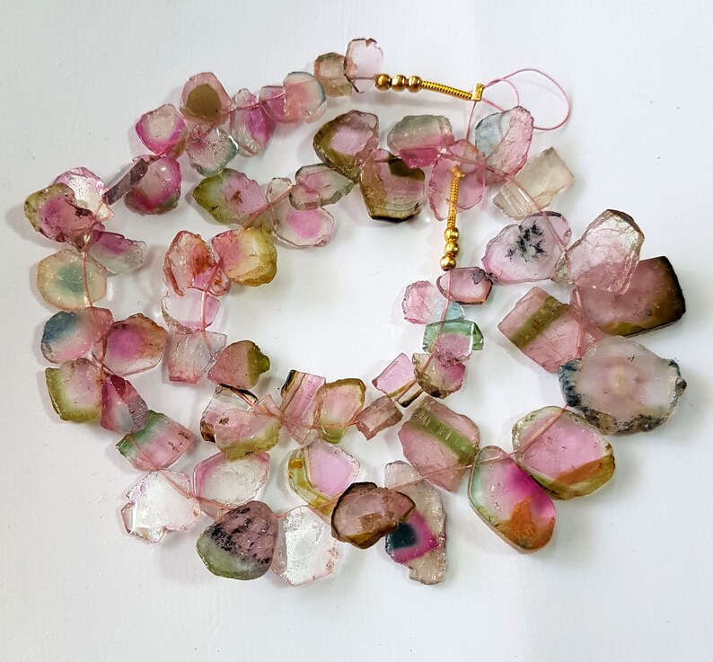 Natural WATERMELON TOURMALINE gemstone Slices beads,smooth slices,Drilled slices,loose beads,6x7 mm E6994 13x16 mm,13 inch strand