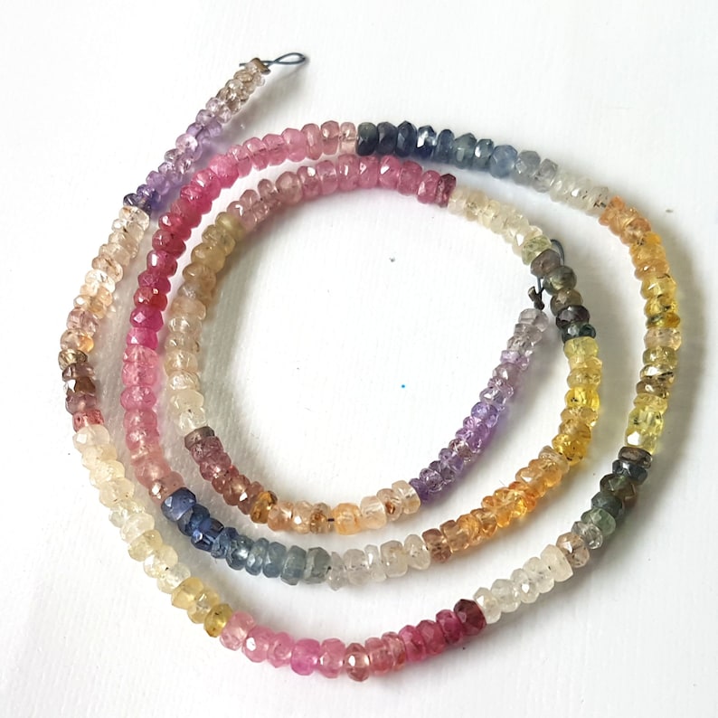 AAA Multi Color Sapphire Faceted Rondelle Beads Sapphire Multi Beads Multi Rainbow Beads Multi Sapphire Beads Wholesale Beads