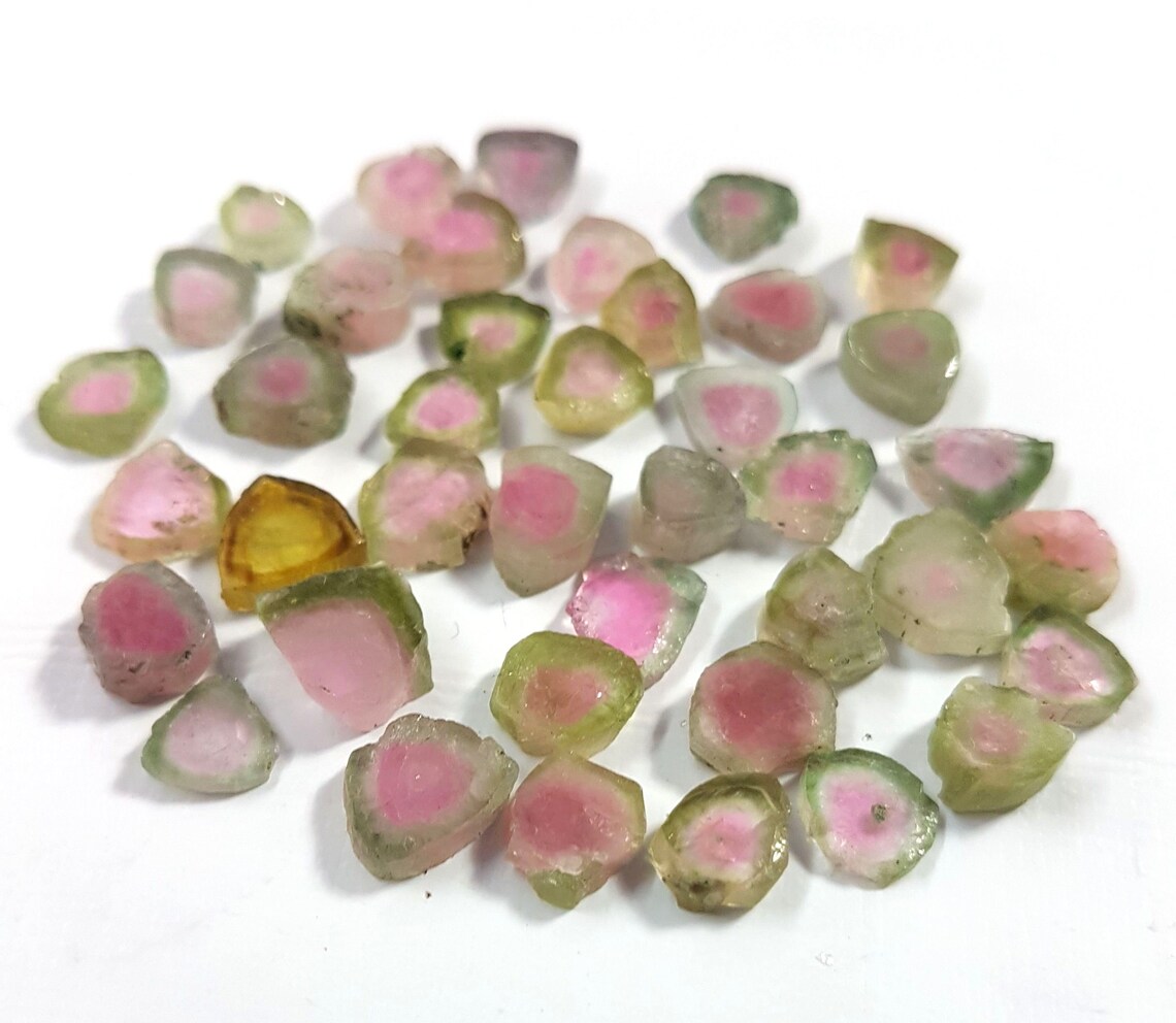 GEMSTONE Watermelon bi colors Tourmaline Slices Gemstone | Etsy