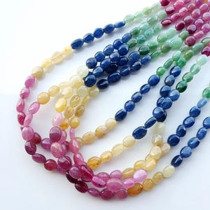 Natural Multi Sapphire Smooth Oval  beads Multi Sapphire Briolette beads  Multi Sapphire Gemstone Beads Multi Sapphire Nuggets beads