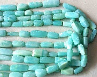 blue opal PERUVIAN OPAL smooth twisted rectangle cube shaped beads,sky blue color beads, 4.5x6.5 mm -- 7x19 mm approx,13.5"strand[E0577]