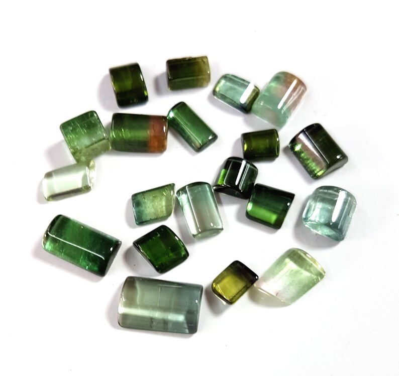 E7207 Natural green Tourmaline gemstone,Tourmaline rectangle shaped loose gemstone,good quality,5x5-7x11 mm,20 pieces,32 Ct.Approx